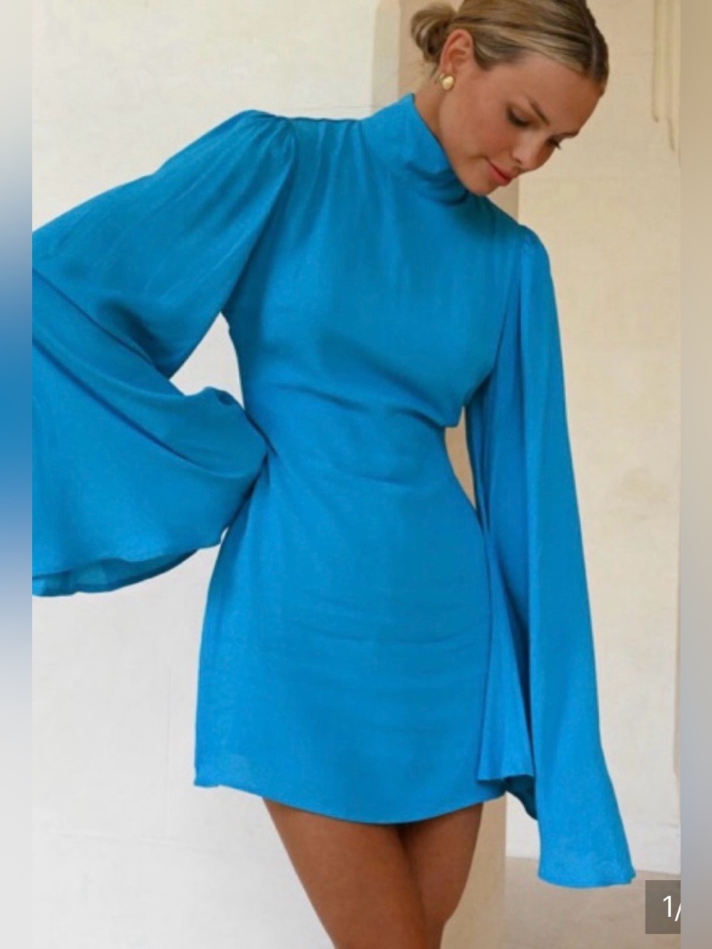 YLLW the Label Raya blue dress L fits S/M cocktail party wedding evening club - Picture 3 of 11
